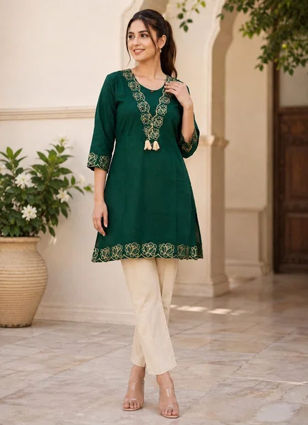 Ff Dhabhu Cotton With Work Kurti With Bottom Collections